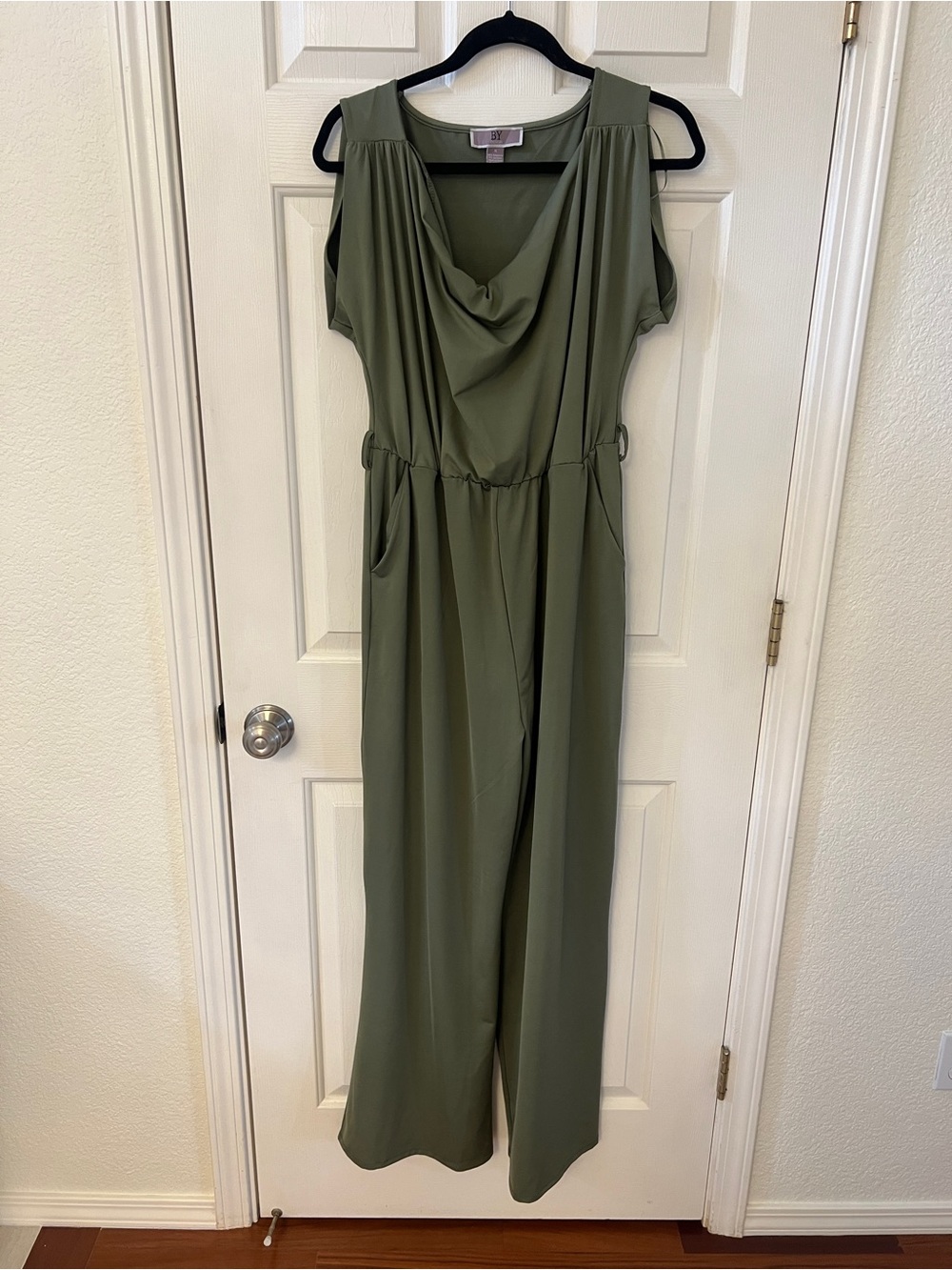 Olivia Moon Olive Green Cowl Neck Wide-Leg Jumpsuit